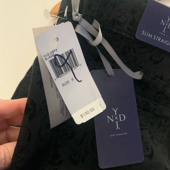 NYDJ Black Jacquard Ankle Slim Straight Jeans‎ - NWT - Picture 14 of 16